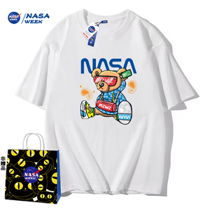 NASA GAME官网联名款新品2024纯棉短袖t恤男女潮牌上衣情侣装T恤L