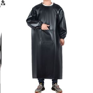 pu卖牛羊肉杀鱼穿的加肥卖鱼厨房皮子杀猪工作服皮革围裙皮面屠夫