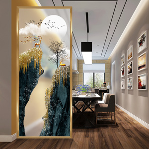 欧式轻奢艺术玻璃屏风隔断墙客厅玄关背景墙装饰卧室遮挡现代简约