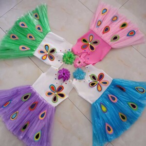 儿童环保服装时装秀幼儿园孔雀裙手工制作衣服女亲子走秀演出表演