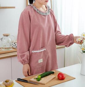 衣护厨房餐饮式家务居家成人灯芯绒吃饭i明星褂子防水大人罩衣.