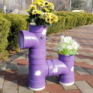 摆件阳台动物花架装饰物创意水管绿植架新品管道花盆幼儿园水培多