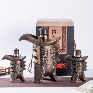 仿古做旧景德镇陶瓷密封空酒瓶一斤5斤三足鼎礼盒装白酒瓶酒具