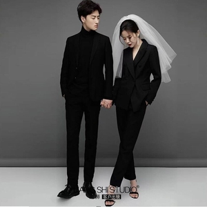 潮流主题拍照服装婚纱照户外写真黑色西装情侣装摄影街拍杂志服装
