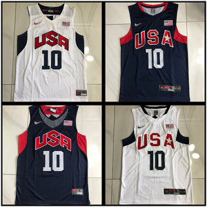 科比球衣10号梦八梦十美国队au全刺绣密绣复古篮球服kobe背心男女