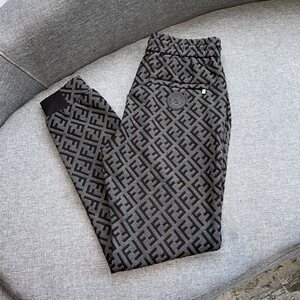 秋冬芬迪小怪兽老佛爷印花字母商务裤新款时尚长裤卫裤男士休闲裤