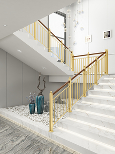 铁艺新中式楼梯扶手栏杆现代简约风走廊室内楼梯栏杆阳台飘窗护栏