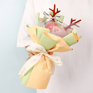 创意权杖鹿角苹果花束diy材料包自制平安果包装纸套装圣诞礼物纸