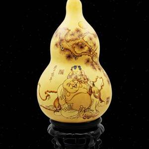 臻善缘精品特大号烙画葫芦摆件雕刻烫画弥勒佛葫芦工艺品.