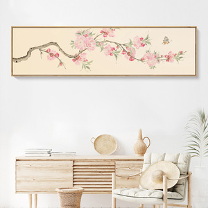 长恋 客厅墙面挂画新中式工笔桃花墙画卧室壁画沙发背景墙装饰画