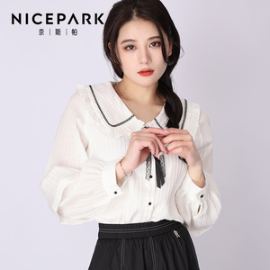 nicepark旗舰店天猫奈斯帕格子衬衫春装女上衣针织披