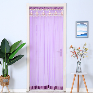 室内布艺蕾丝沙门帘隔断帘夏季防蚊虫长帘子少女心y卧室纱帘挂帘