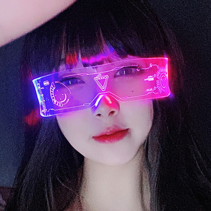 led变色发光眼镜赛博朋克科技感抖音墨镜科幻未来感炫酷蹦迪眼睛