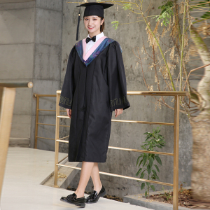 男研究生毕业大j服管理学学布服垂位礼学生文科粉色农学学士服