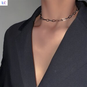 锁骨链男禁欲ins网红颈链金属项链帅冷淡风镂空链条锁骨链项圈潮