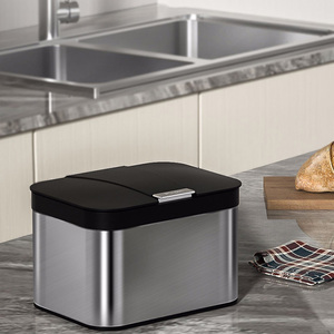 德国fzy厨房垃圾桶家用带盖台面桌面不锈钢防臭迷你纸篓专用神器