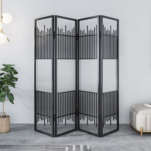 现代轻奢折叠移动屏风可推拉遮挡客厅北欧装饰墙玄关长虹玻璃隔断