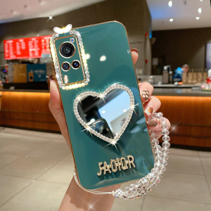 适用于vivox60手机壳x60曲屏版全包边防摔v2046a个性新款x6o爱心镜子