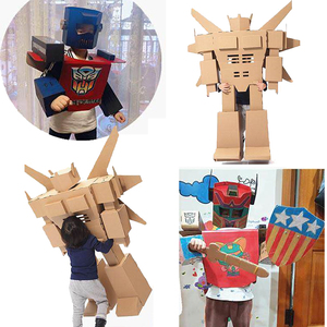 纸箱子机器人幼儿园瓦楞纸盒子制作擎天柱手工diy纸板模型儿童