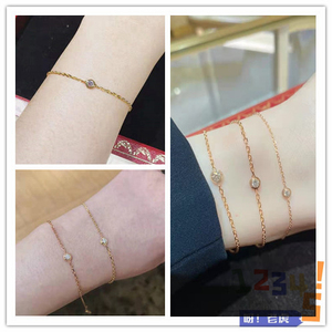 cartier/卡地亚飞碟钻石手链 18k玫瑰金单钻手饰13分钻女士手环