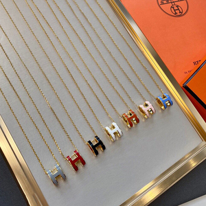 爱马仕项链h字母吊坠正品