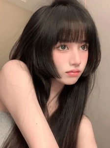 公主切假发女长发甜美可爱蓬松空气刘海直发网红时尚百搭透气发套