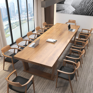 实木会议桌长桌简约现代办公培训桌新中式北欧工业风大型简易家具