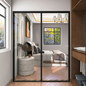 嘉兴阳台卧室玻璃推拉移门定制厨房客厅卫生间浴室隔断铝合金吊轨