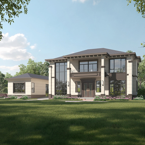 别墅设计图纸二层新款中式风格农村自建房乡村房屋建筑施工效果图