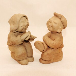 小陶娃娃茶宠摆件幼儿园摆件手工陶艺创意泥人陶s土娃娃人物陶瓷