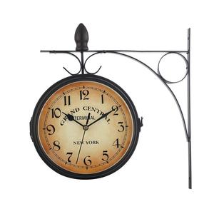 欧式铁艺双面钟表创意挂钟钟复古客厅装饰静音double壁挂clock墙