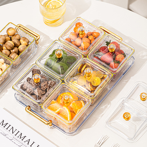北欧塑料坚果盒创意茶几水果零食分格盘简约家用干果糖果盘收纳盘