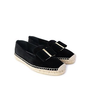 salvatore ferragamo女士黑色编织绒面布鞋平底休闲鞋菲拉格慕