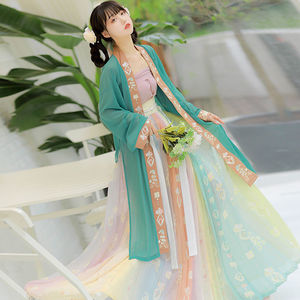 女【秋篱】宋制三件套齐腰彩虹裙日常古风装中国风格调玉人歌158