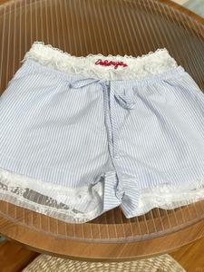 SOOSLU 甜辣妹白色刺绣蕾丝内搭打底裤女夏季新款设计感宽松短裤