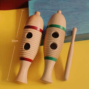 奥尔夫教具幼儿园榉木鱼蛙刮蛙刮胡蛙鸣筒无漆儿童打击乐器玩具