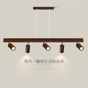 餐厅吊灯日式侘寂风饭厅吧台射灯现代简约个性新款原木创意led灯