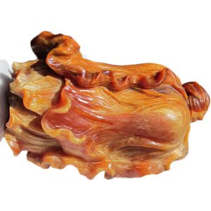 长白山琥珀木北沉香东北松明子满油全通透文玩白菜手把件木雕