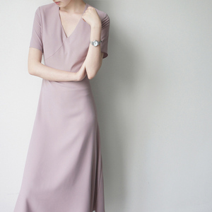 SNICYKER高定轻奢优雅气质长裙日系正式场合小香风紫色显瘦连衣裙