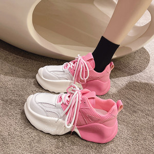 耐克老爹鞋女ins潮2022春季新款显瘦厚底松糕鞋渐变色休闲透气运