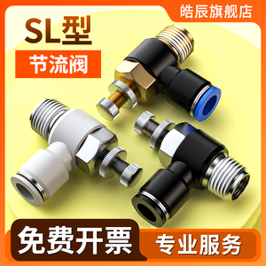 节流阀气动气压可调节气阀气缸气体流量控制开关阀排气配件SL8-02