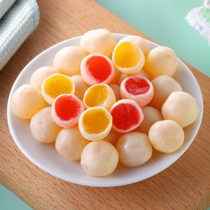 比比赞脆皮鲜乳球水果味夹心软糖果万圣节奶糖喜糖