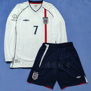 2002世界杯英格兰主场短袖足球服10号欧文 7号贝克汉姆复古球衣男