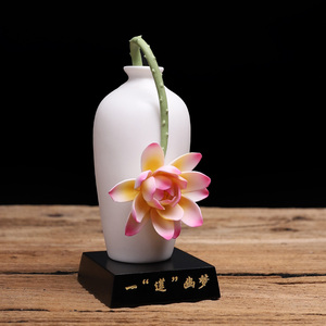 陶瓷手工莲花小花瓶装饰品家居茶室创意禅意茶几茶桌小工艺品摆件