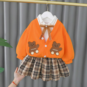 婴儿衣服女宝宝春季新款韩版可爱学院风裙子三件套装小女孩公主裙