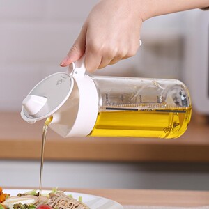 建厦玻璃油瓶不锈钢厨房装油罐壶家用酱油防漏醋调料瓶欧式神器倒