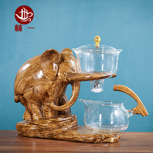 大象玻璃全自动茶具套装吉象泡茶器中式吉祥如意懒人防烫茶壶家用