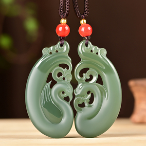 和田玉吊坠男女龙凤玉佩情侣玉坠一对羊脂玉挂件定情信物爱情礼物