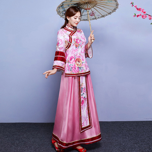 新款古装女新款喜娘中式改良伴娘c服秀禾敬酒服礼服民国服装主持