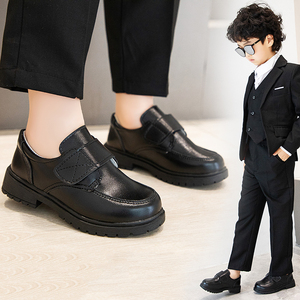 红蜻蜓男童皮鞋黑色英伦2021年春秋款儿童西装软底小学生中大童演